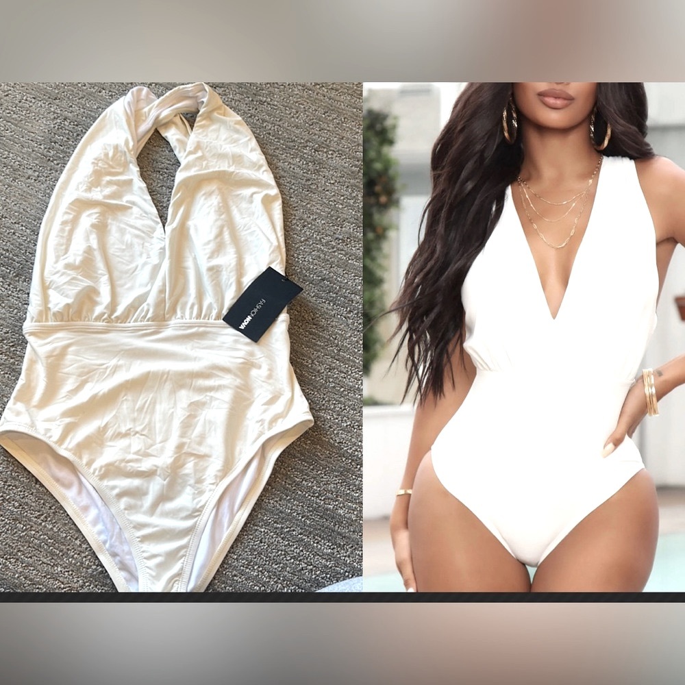 Fashion Nova Ivory White One Piece Swimsuit